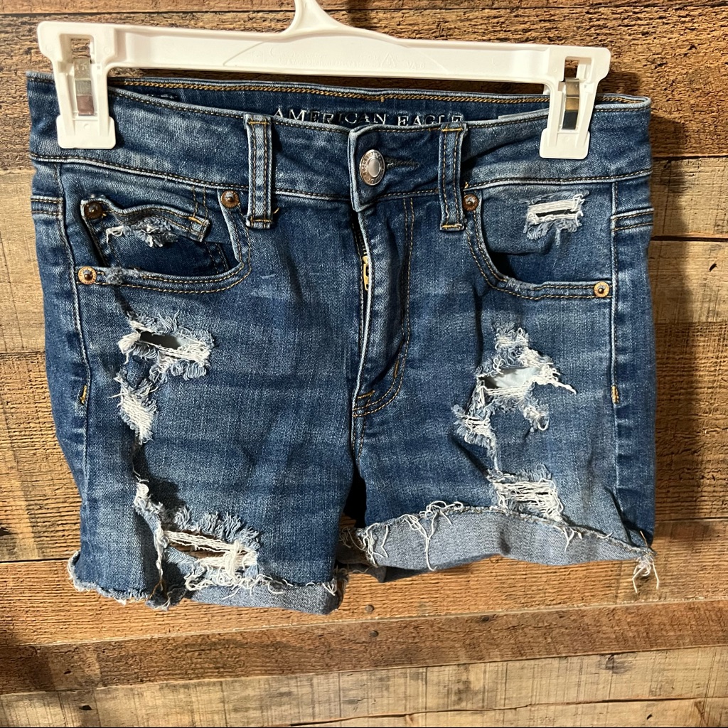 American Eagle Outfitters High Rise Shorties Denim Shorts 4
